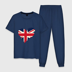 Пижама хлопковая мужская Сердце - Британия, цвет: тёмно-синий