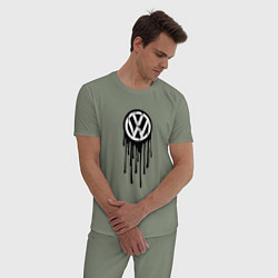 Пижама хлопковая мужская Volkswagen - art logo, цвет: авокадо — фото 2