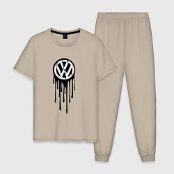 Пижама хлопковая мужская Volkswagen - art logo, цвет: миндальный