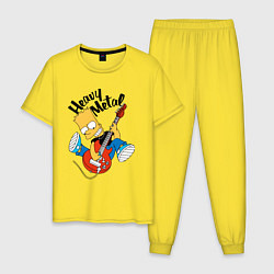 Пижама хлопковая мужская Барт Симпсон - гитарист - heavy metal, цвет: желтый