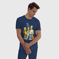Пижама хлопковая мужская Семейка Симпсонов встречает Новый Год!, цвет: тёмно-синий — фото 2