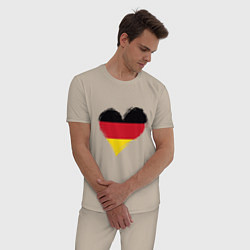 Пижама хлопковая мужская Сердце - Германия, цвет: миндальный — фото 2