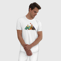 Пижама хлопковая мужская Внутри гор, цвет: белый — фото 2