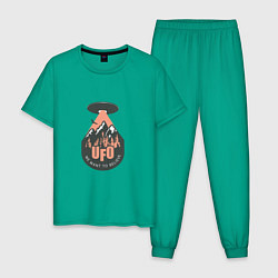 Пижама хлопковая мужская НЛО - мы хотим верить, цвет: зеленый