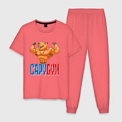 Пижама хлопковая мужская CapyGYM - лучший бодибилдинг, цвет: коралловый