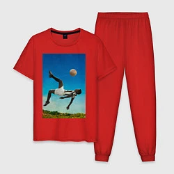 Пижама хлопковая мужская Удар Пеле, цвет: красный