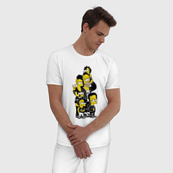 Пижама хлопковая мужская Simpsons not dead! Motto, цвет: белый — фото 2