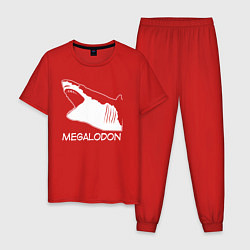 Пижама хлопковая мужская Пасть мегалодона, цвет: красный