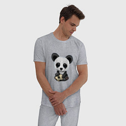 Пижама хлопковая мужская Футбол - Панда, цвет: меланж — фото 2