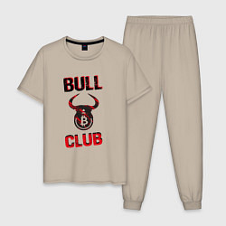 Пижама хлопковая мужская Bull Bitcoin Club, цвет: миндальный