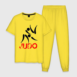 Пижама хлопковая мужская Дзюдо символ, цвет: желтый