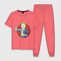 Пижама хлопковая мужская Vault boy like, цвет: коралловый
