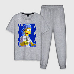 Пижама хлопковая мужская Крутой Барт Симпсон - Dude, цвет: меланж