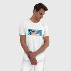 Пижама хлопковая мужская Венти: Геншин-бокс лого, цвет: белый — фото 2
