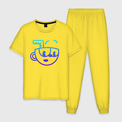 Пижама хлопковая мужская Cuphead neon, цвет: желтый