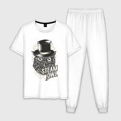 Пижама хлопковая мужская Steam owl, цвет: белый