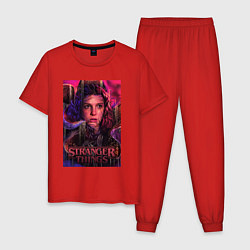 Пижама хлопковая мужская Stranger Things eleven, цвет: красный
