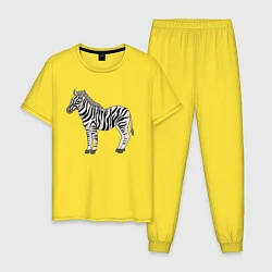 Пижама хлопковая мужская Милая зебра, цвет: желтый