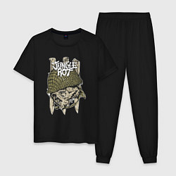 Пижама хлопковая мужская Jungle rot - military, цвет: черный