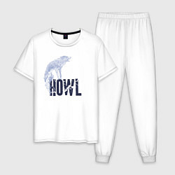 Пижама хлопковая мужская Howl - вой, цвет: белый
