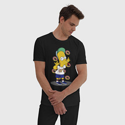 Пижама хлопковая мужская Барт Симпсон показывает язык, цвет: черный — фото 2