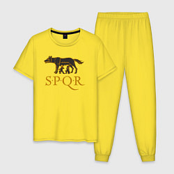 Пижама хлопковая мужская Капитолийская волчица SPQR, цвет: желтый
