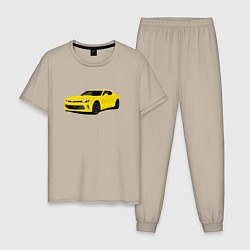 Пижама хлопковая мужская Chevrolet Camaro American Car, цвет: миндальный