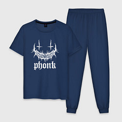 Пижама хлопковая мужская Phonk лого, цвет: тёмно-синий