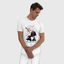 Пижама хлопковая мужская Туз с Бэменом и Крипто с Суперменом DC Лига Суперп, цвет: белый — фото 2