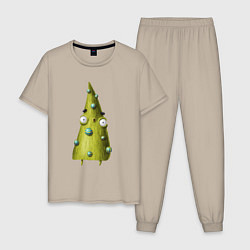 Пижама хлопковая мужская Удивленная елочка, цвет: миндальный