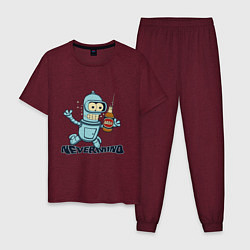 Пижама хлопковая мужская Little Bender, цвет: меланж-бордовый