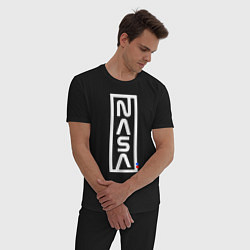 Пижама хлопковая мужская Наса - logo, цвет: черный — фото 2