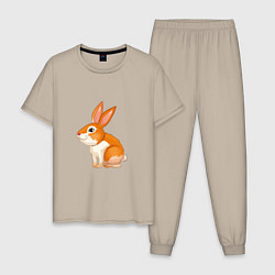 Пижама хлопковая мужская Рыжий кролик, цвет: миндальный