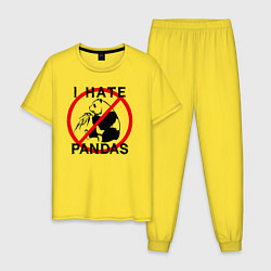 Пижама хлопковая мужская Я ненавижу панд, цвет: желтый