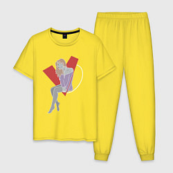 Пижама хлопковая мужская Качели любви, цвет: желтый