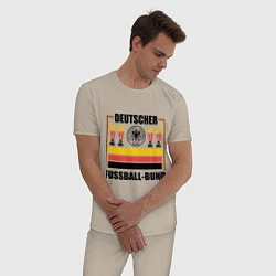 Пижама хлопковая мужская Германия 4х чемпион мира по футболу, цвет: миндальный — фото 2