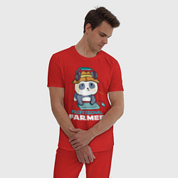 Пижама хлопковая мужская Professional Farmer - панда геймер, цвет: красный — фото 2