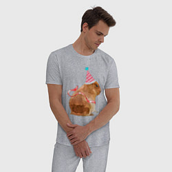 Пижама хлопковая мужская Праздничная капибара, цвет: меланж — фото 2
