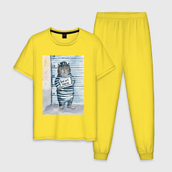 Мужская пижама Акварельный рисунок плохой кот