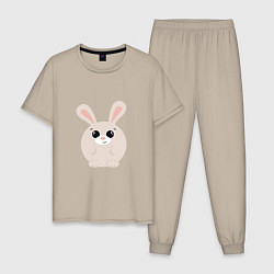 Пижама хлопковая мужская Круглый Кролик, цвет: миндальный