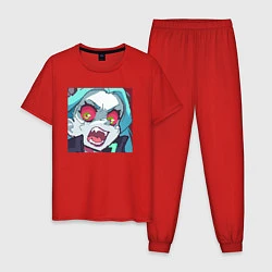 Пижама хлопковая мужская Ребекка пиксель, цвет: красный