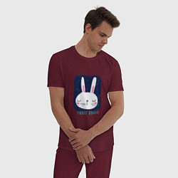 Пижама хлопковая мужская Funny - Bunny, цвет: меланж-бордовый — фото 2