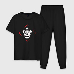 Пижама хлопковая мужская Символ FNAF в красном ромбе, цвет: черный