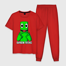 Пижама хлопковая мужская Радужные друзья - Зеленый, цвет: красный