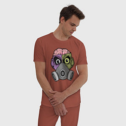 Пижама хлопковая мужская Череп в распираторе, цвет: кирпичный — фото 2