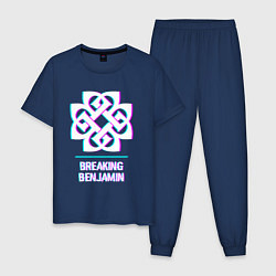 Пижама хлопковая мужская Breaking Benjamin glitch rock, цвет: тёмно-синий