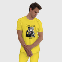 Пижама хлопковая мужская Коллеи в квадрате, цвет: желтый — фото 2