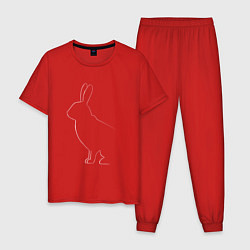 Пижама хлопковая мужская Силуэт кролика, цвет: красный