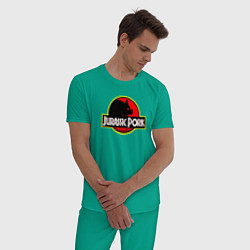 Пижама хлопковая мужская Jurasic Pork, цвет: зеленый — фото 2