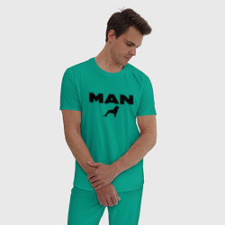 Пижама хлопковая мужская MAN лев, цвет: зеленый — фото 2